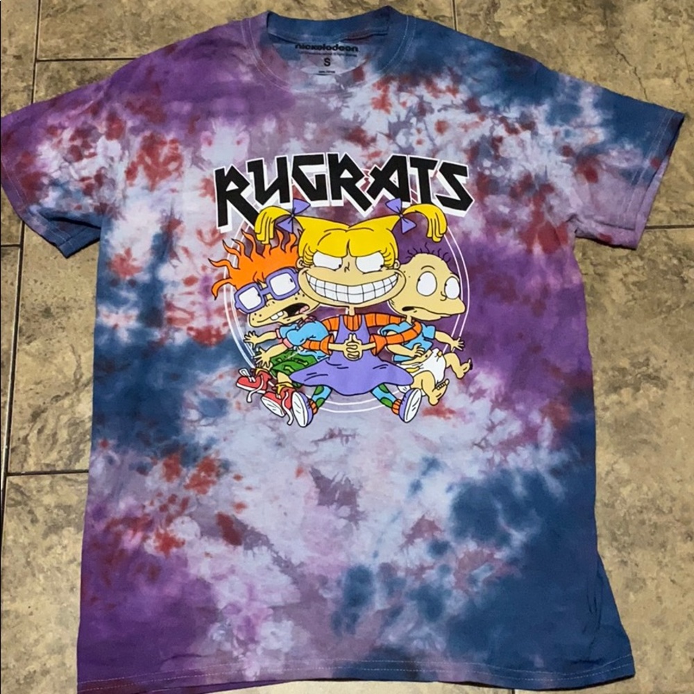 Rugrats Die Dye Hoodie Purple Blur Red White🔥